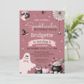 Uniek spookachtig roze Halloween verjaardagsfeestj Kaart (Staand voorkant)