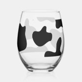 Uniek stamloos wijnglas met zwarte koe vlekken wijnglas zonder voet (Achterkant)
