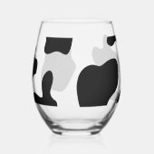 Uniek stamloos wijnglas met zwarte koe vlekken wijnglas zonder voet (Rechts)