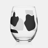 Uniek stamloos wijnglas met zwarte koe vlekken wijnglas zonder voet (Links)