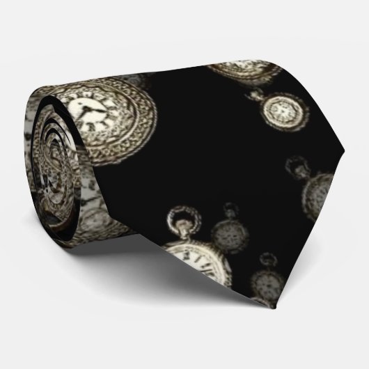 Uniek steampunk print stropdas, zakhorloges, klokk stropdas (Opgerold)