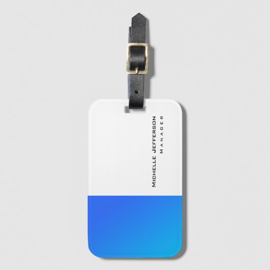 Uniek Stijlvol Blauw Wit Modern Eenvoudig Bagagelabel (Voorkant (verticaal))