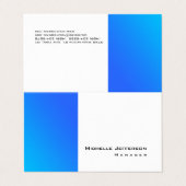 Uniek Stijlvol Blauw Wit Modern Eenvoudig Visitekaartje (Buitenkant ongevouwen)