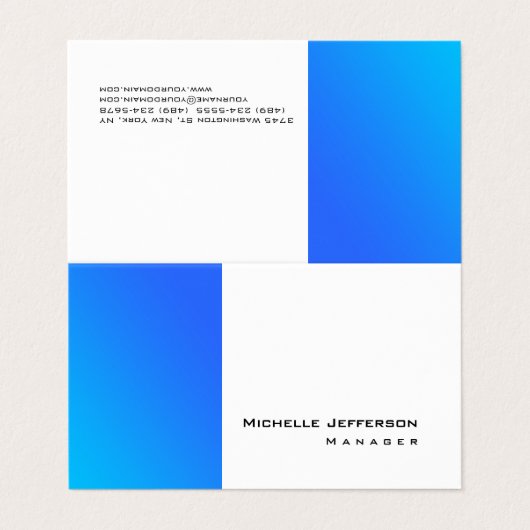 Uniek Stijlvol Blauw Wit Modern Eenvoudig Visitekaartje (Buitenkant ongevouwen)