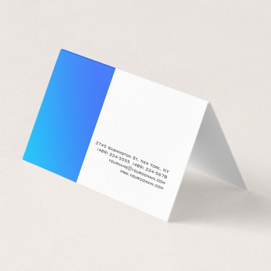 Uniek Stijlvol Blauw Wit Modern Eenvoudig Visitekaartje (Achterkant)