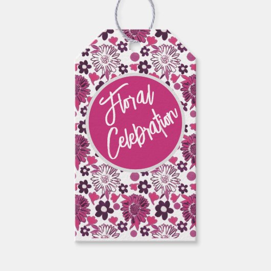 Uniek stijlvol bloemmotief cadeaulabel (Voorkant)