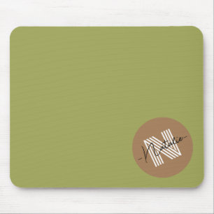Uniek, stijlvol ontwerp Monogram Olive-groen Muismat