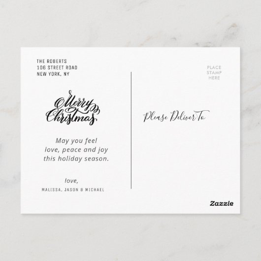 Uniek stijlvol script Modern Christmas Briefkaart (Achterkant)