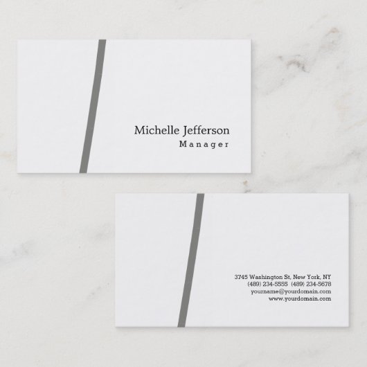 Uniek stijlvol, wit, modern, eenvoudig visitekaartje (Voorkant / Achterkant)