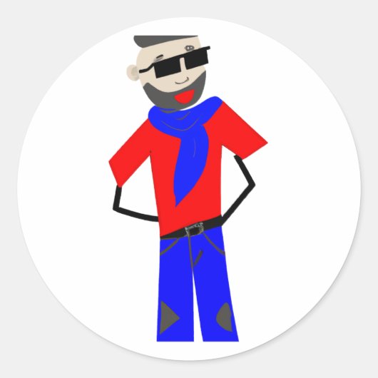 Uniek stripfiguur ronde sticker (Voorkant)