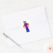 Uniek stripfiguur ronde sticker (Envelop)