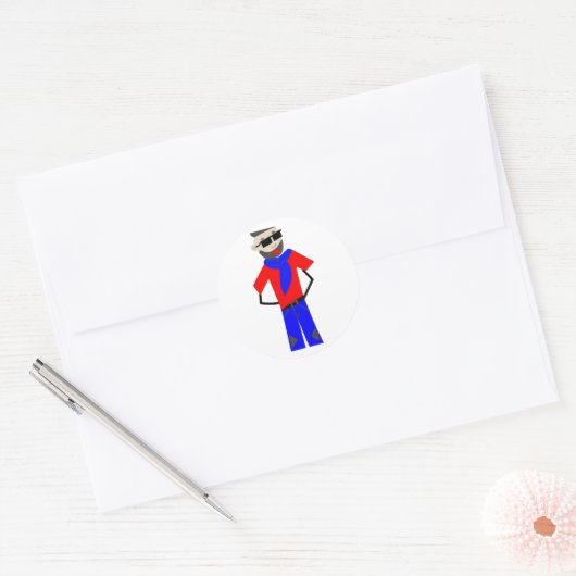Uniek stripfiguur ronde sticker (Envelop)