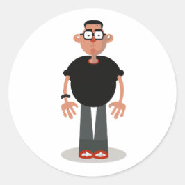 Uniek stripfiguur ronde sticker