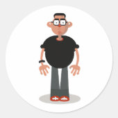 Uniek stripfiguur ronde sticker (Voorkant)