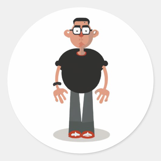 Uniek stripfiguur ronde sticker (Voorkant)