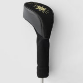Uniek T-shirt Tijdklok Monogram Zwart Goud Golfheadcover (Schuin)