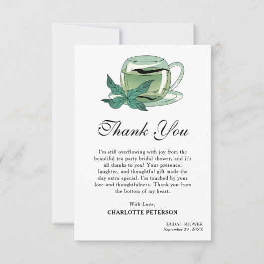 Uniek Tea Party Vrijgezellenfeest Bedankkaart (Voorkant)