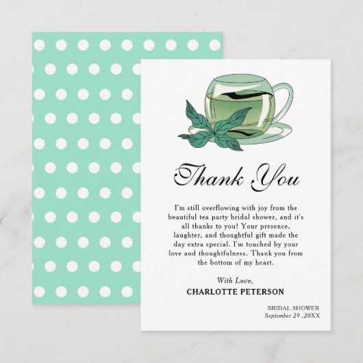 Uniek Tea Party Vrijgezellenfeest Bedankkaart (Voorkant / Achterkant)
