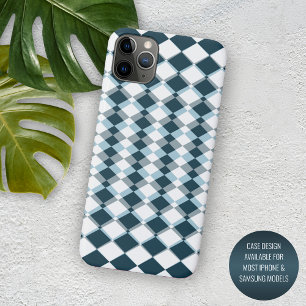 Uniek Teal Blauw Grijs Vierkant Mozaïek Kunstpatro Case-Mate iPhone Case