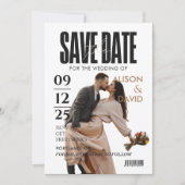 Uniek tijdschrift 2 foto Save the Date Bruiloft Kaart (Voorkant)