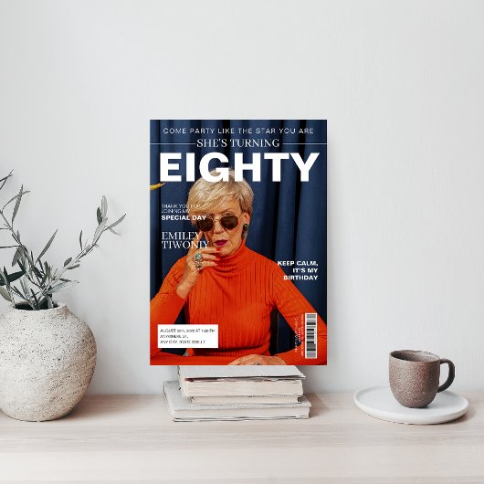 Uniek tijdschrift 80ste verjaardag Custom Photo Kaart