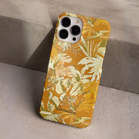 Uniek Tropisch Blad Geel Modern Gepersonaliseerd Case-Mate iPhone Case
