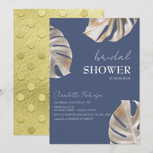 Uniek Tropisch Gold Monstera-Vrijgezellenfeest Kaart (Voorkant / Achterkant)