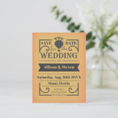 Uniek trouwkaartontwerp met heteluchtballon uitnodiging briefkaart (Staand voorkant)