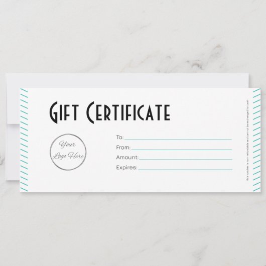 Uniek turquoise logo kapper winkel cadeaubon (Achterkant)