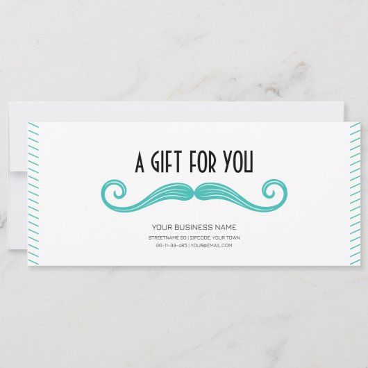 Uniek turquoise logo kapper winkel cadeaubon (Voorkant)