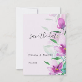 Uniek van Lila roze bloemen Waterverf Art Save The Date