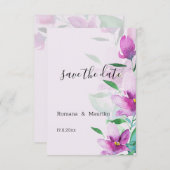 Uniek van Lila roze bloemen Waterverf Art Save The Date (Voorkant / Achterkant)
