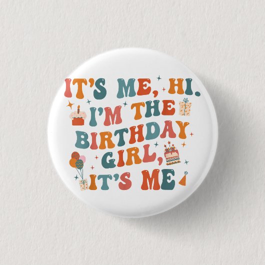 Uniek verjaardagsfeestje zijn me hi in de verjaard ronde button 3,2 cm (Voorkant)