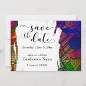 Uniek, vet, kleurrijk geometrisch "Save the Date" Kaart (Voorkant)