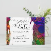 Uniek, vet, kleurrijk geometrisch "Save the Date" Kaart (Staand voorkant)