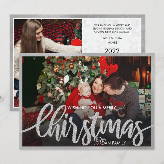 Uniek vier fotoraster 4 Fotocollage Holiday Inv Kaart (Voorkant / Achterkant)