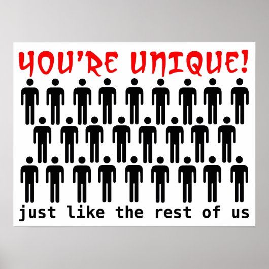 Uniek zoals wij Grappige Poster (Voorkant)