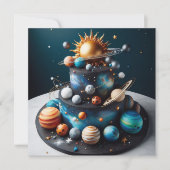 UNIEK ZONNESTELSEL THEMA KINDEREN VERJAARDAGSTAART KAART (Voorkant)