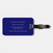 Uniek Zwart Blauw Wit Script Monogram Bag Label Bagagelabel (Achterkant horizontaal)