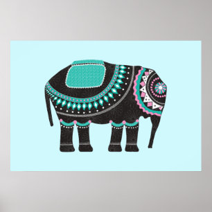 Uniek zwart ellefant design, modern poster