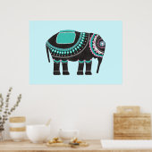 Uniek zwart  ellefant design, modern poster (Keuken)