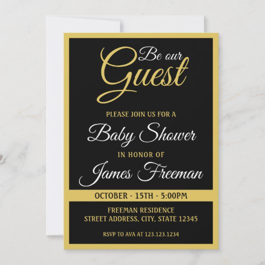Uniek zwart en goud Baby shower Kaart (Voorkant)