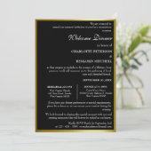 Uniek Zwart en Goud repetitie diner Kaart (Staand voorkant)