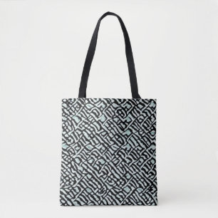 Uniek zwart en grijs abstract patroon tote bag
