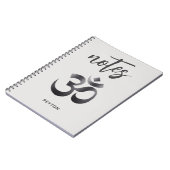 Uniek zwart getextureerd metaal OM Symbol Notitieb Notitieboek (Linkerzijde)