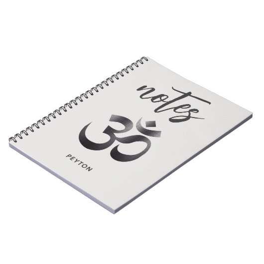 Uniek zwart getextureerd metaal OM Symbol Notitieb Notitieboek (Linkerzijde)