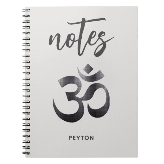 Uniek zwart getextureerd metaal OM Symbol Notitieb Notitieboek (Voorkant)