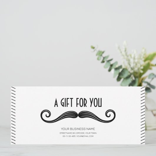 Uniek zwart logo barber shop cadeaubon (Staand voorkant)