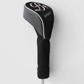 Uniek zwart met Roos voor aangepaste monogram naam Golfheadcover (Schuin)