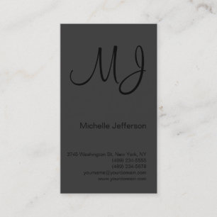 Uniek zwart monogram grijs verticaal Visitekaartje